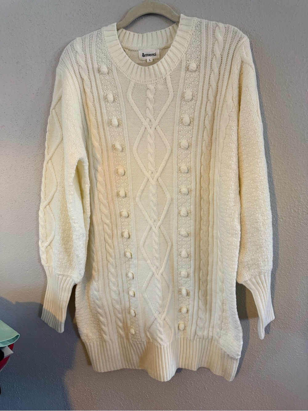 Cream Cable-Knit Women's Sweater dress
